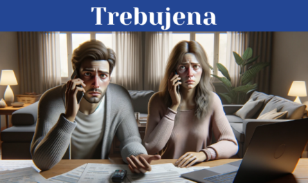 Imagen HD horizontal hiperrealista de una pareja caucásica en su casa de Trebujena, provincia de Cádiz, que muestra expresiones de preocupación. Una de las personas habla por teléfono móvil y la otra consulta un ordenador portátil. Sobre la mesa hay varios documentos que parecen ser presupuestos de servicios funerarios. La pareja busca con calma y determinación en Internet y llama por teléfono para encontrar un servicio funerario asequible. Sus acciones transmiten compostura y serenidad ante una situación difícil, mientras navegan por estos preparativos.